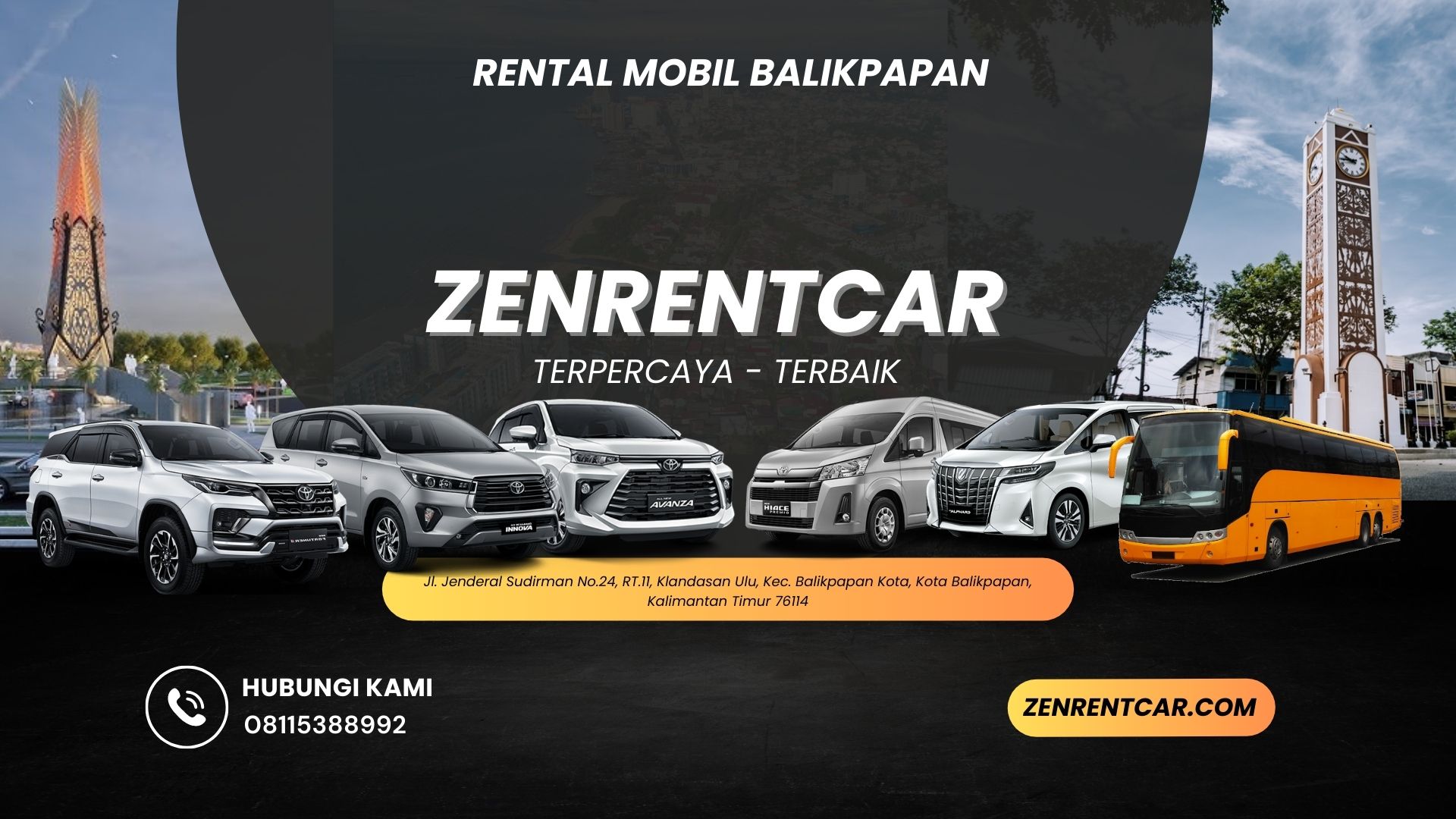 ZenRentCar merupakan salah satu penyedia jasa rental dan sewa mobil terkemuka yang beroperasi di kawasan Balikpapan, Ibu Kota Nusantara (IKN) dan Sekitarnya